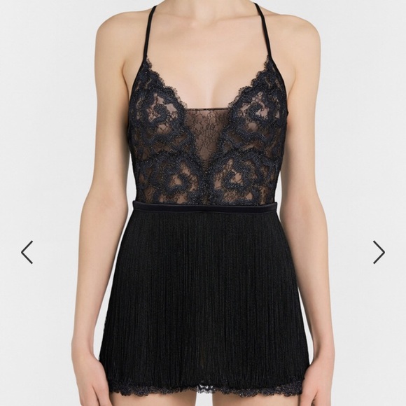 La Perla Crystal Forms Black Silk Slip